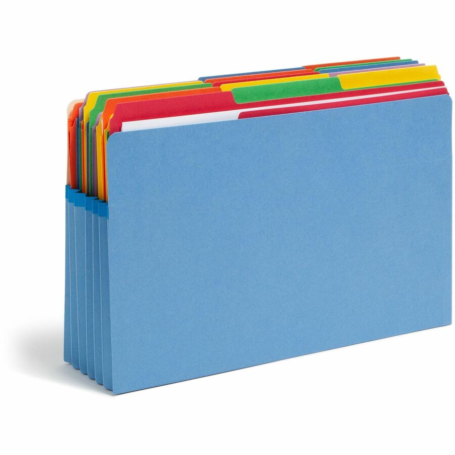 Smead Colored File Pockets - Legal - 8 1/2" x 14" Sheet Size - 5 1/4" Expansion - Top Tab Location - 9 pt. Folder Thickness - Blue - Recycled - 1 Each