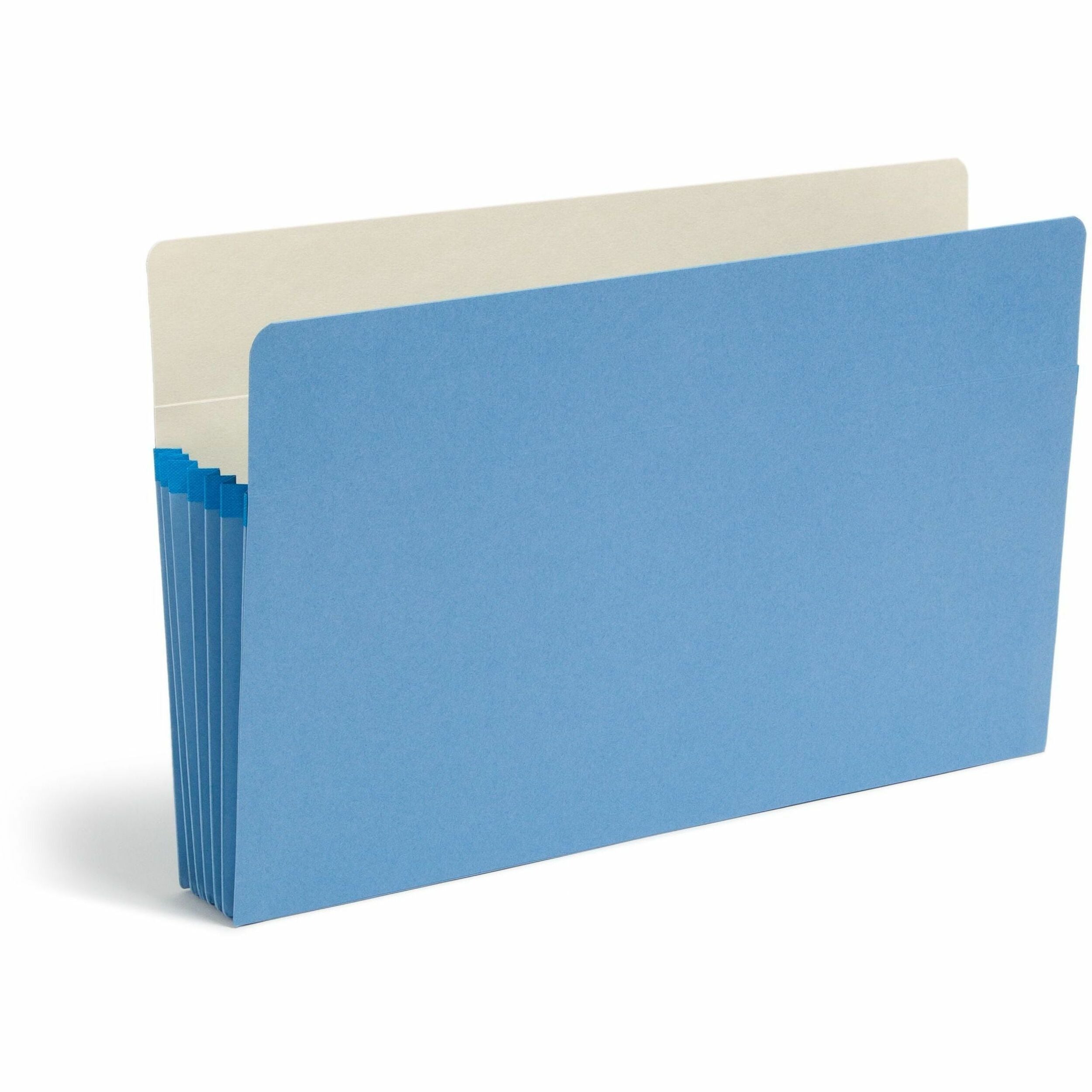 Smead Colored File Pockets - Legal - 8 1/2" x 14" Sheet Size - 5 1/4" Expansion - Top Tab Location - 9 pt. Folder Thickness - Blue - Recycled - 1 Each