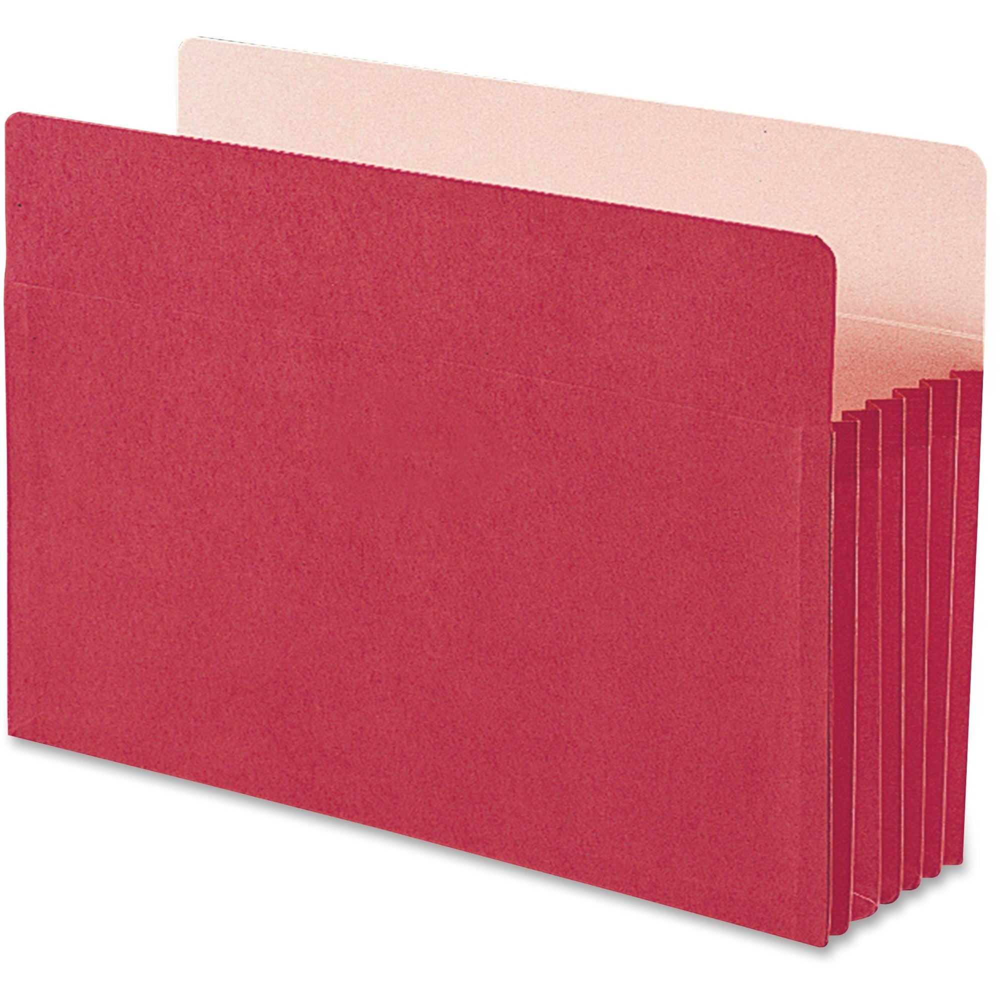 Smead Colored Straight Tab Cut Legal Recycled File Pocket - 8 1/2" x 14" - 5 1/4" Expansion - Top Tab Location - Manila - Red - 10% Recycled - 1 Each - 