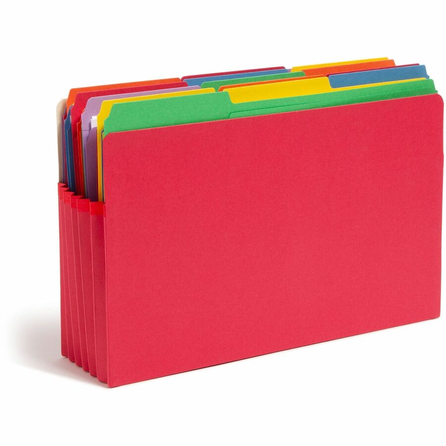 Smead Colored Straight Tab Cut Legal Recycled File Pocket - 8 1/2" x 14" - 5 1/4" Expansion - Top Tab Location - Manila - Red - 10% Recycled - 1 Each