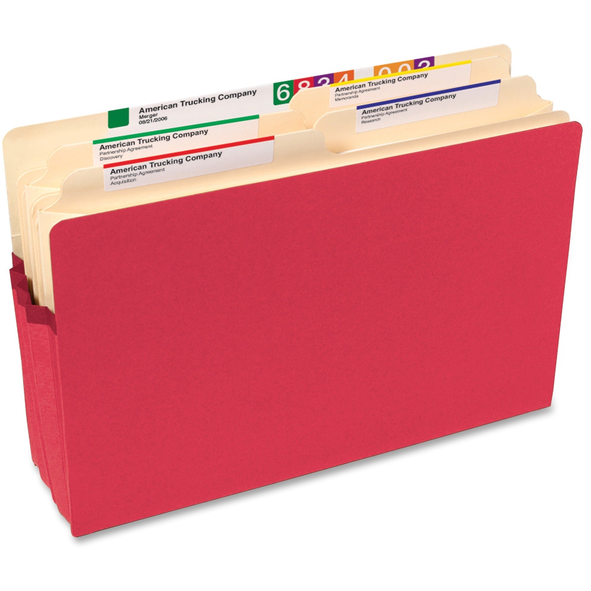 Smead Colored Straight Tab Cut Legal Recycled File Pocket - 8 1/2" x 14" - 5 1/4" Expansion - Top Tab Location - Manila - Red - 10% Recycled - 1 Each - 