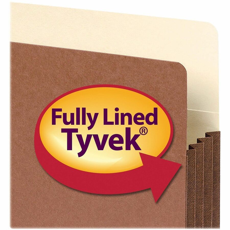 Redrope Drop-Front File Pockets with Fully Lined Gussets, 3.5" Expansion, Legal Size, Redrope, 10/Box