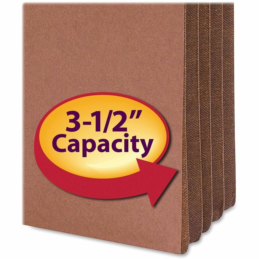 Redrope Drop-Front File Pockets with Fully Lined Gussets, 3.5" Expansion, Legal Size, Redrope, 10/Box