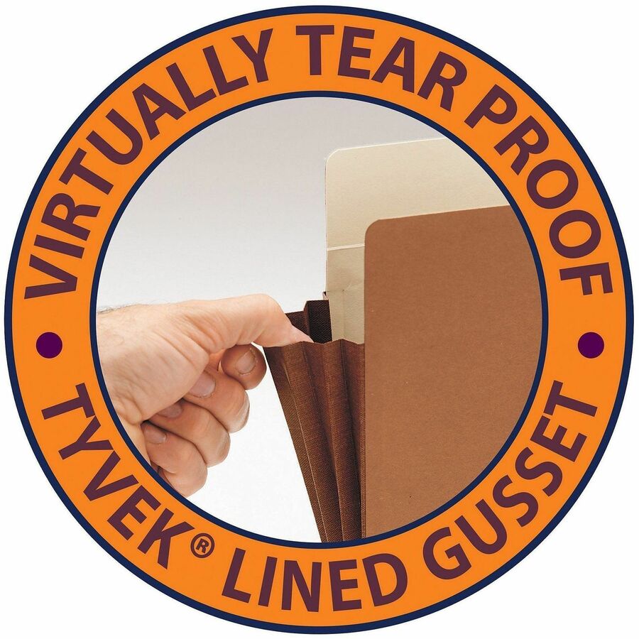 Redrope Drop-Front File Pockets with Fully Lined Gussets, 5.25" Expansion, Legal Size, Redrope, 10/Box