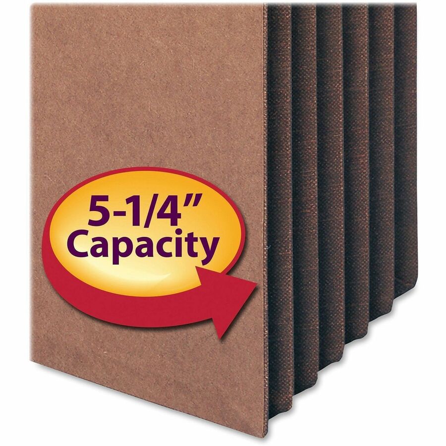 Redrope Drop-Front File Pockets with Fully Lined Gussets, 5.25" Expansion, Legal Size, Redrope, 10/Box