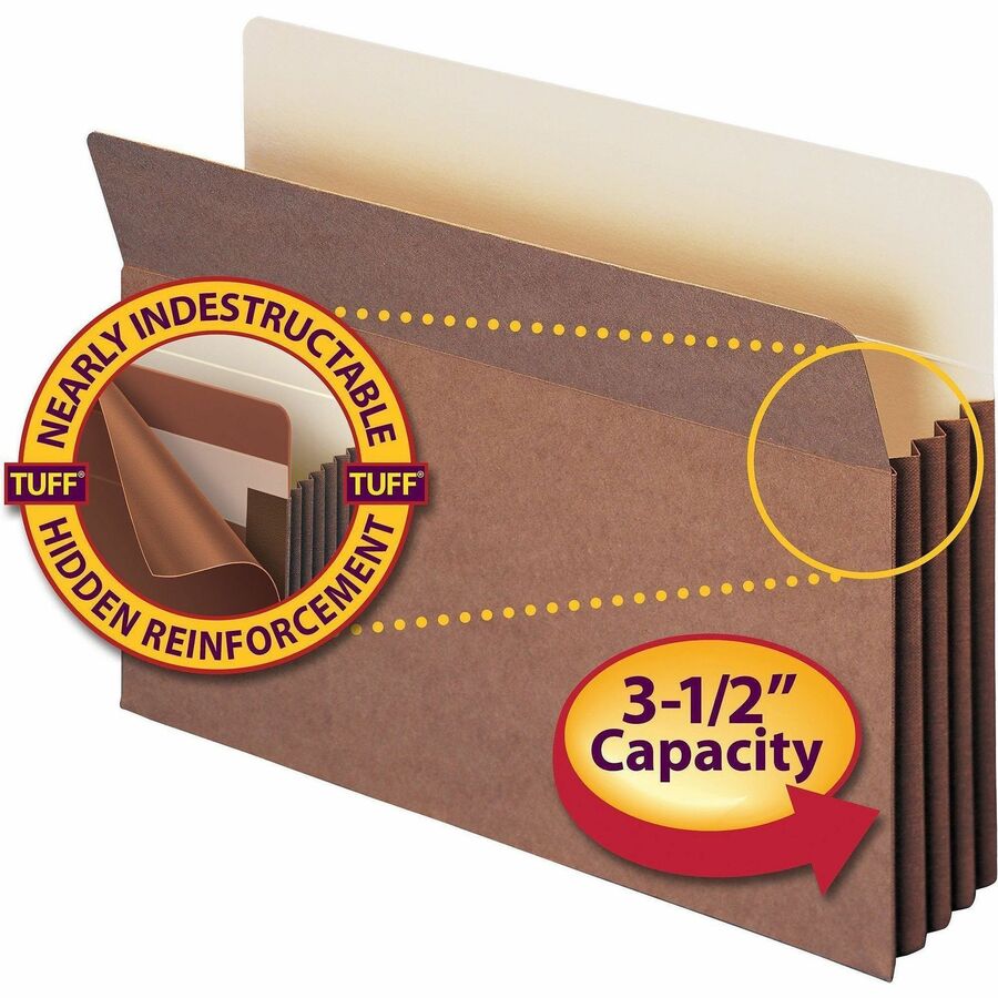 Redrope TUFF Pocket Drop-Front File Pockets with Fully Lined Gussets, 3.5" Expansion, Legal Size, Redrope, 10/Box