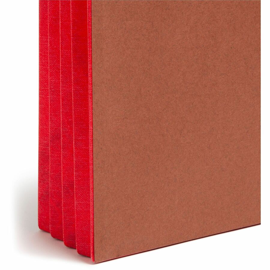 Redrope Drop-Front End Tab File Pockets, Fully Lined 6.5" High Gussets, 3.5" Expansion, Legal Size, Redrope/Red, 10/Box