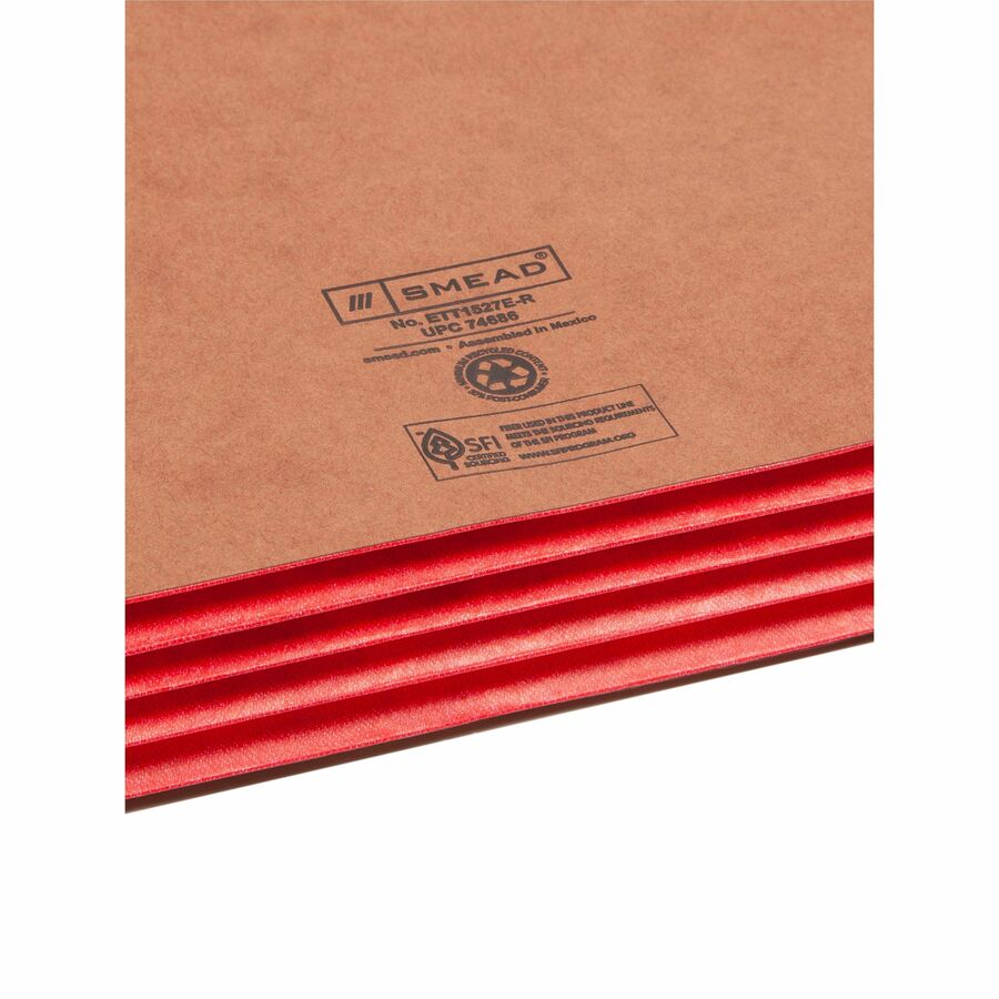 Redrope Drop-Front End Tab File Pockets, Fully Lined 6.5" High Gussets, 3.5" Expansion, Legal Size, Redrope/Red, 10/Box