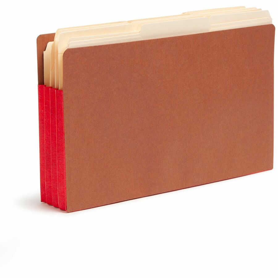 Redrope Drop-Front End Tab File Pockets, Fully Lined 6.5" High Gussets, 3.5" Expansion, Legal Size, Redrope/Red, 10/Box