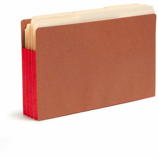 Redrope Drop-Front End Tab File Pockets, Fully Lined 6.5" High Gussets, 3.5" Expansion, Legal Size, Redrope/Red, 10/Box