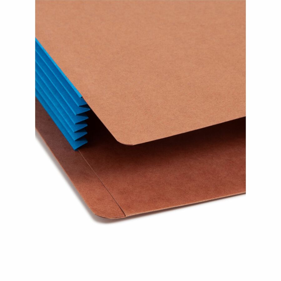 Redrope Drop-Front End Tab File Pockets, Fully Lined 6.5" High Gussets, 5.25" Expansion, Legal Size, Redrope/Blue, 10/Box