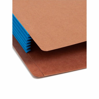 Redrope Drop-Front End Tab File Pockets, Fully Lined 6.5" High Gussets, 5.25" Expansion, Legal Size, Redrope/Blue, 10/Box