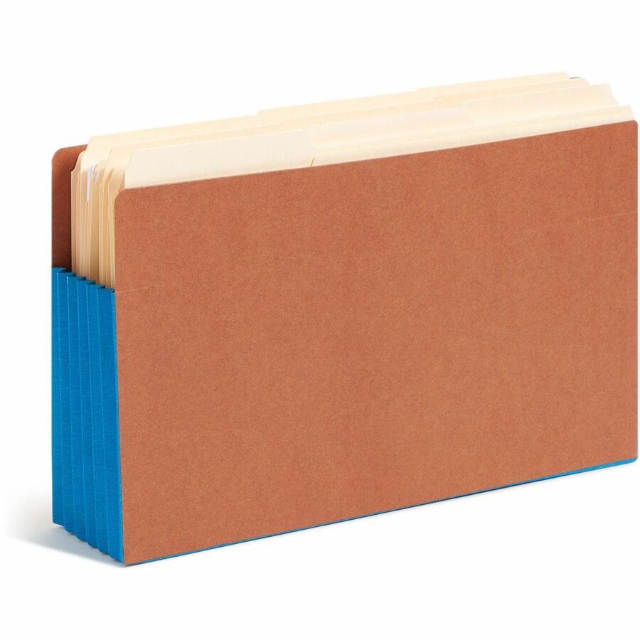 Redrope Drop-Front End Tab File Pockets, Fully Lined 6.5" High Gussets, 5.25" Expansion, Legal Size, Redrope/Blue, 10/Box