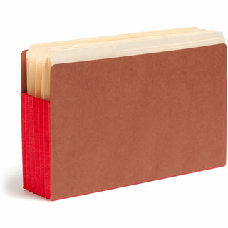 Redrope Drop-Front End Tab File Pockets, Fully Lined 6.5" High Gussets, 5.25" Expansion, Legal Size, Redrope/Red, 10/Box