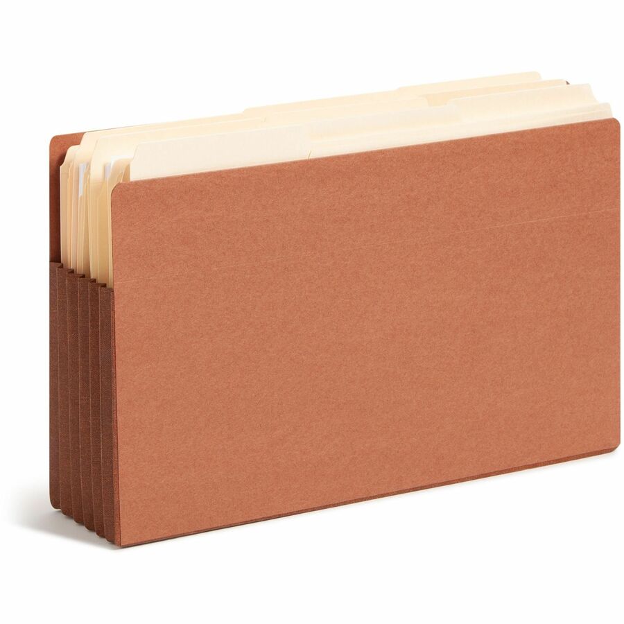 Heavy-Duty Redrope End Tab TUFF Pockets, 5.25" Expansion, Legal Size, Redrope, 10/Box