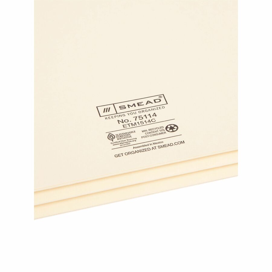 Manila End Tab File Pockets, 1.75" Expansion, Letter Size, Manila, 25/Box