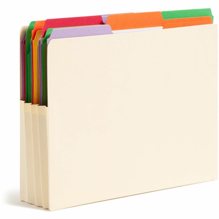 Manila End Tab File Pockets, 3.5" Expansion, Letter Size, Manila, 25/Box