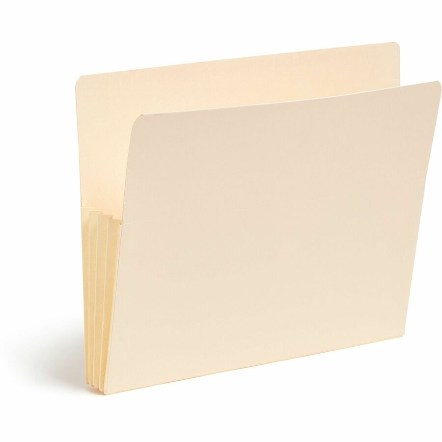 Manila End Tab File Pockets with Tyvek-Lined Gussets, 3.5" Expansion, Letter Size, Manila, 10/Box