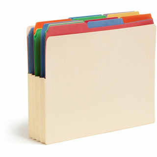 Manila End Tab File Pockets with Tyvek-Lined Gussets, 3.5" Expansion, Letter Size, Manila, 10/Box