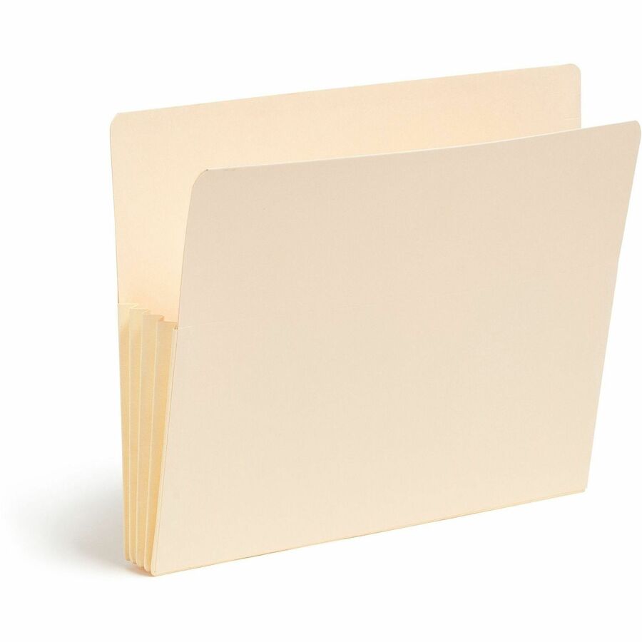 Manila End Tab File Pockets with Tyvek-Lined Gussets, 3.5" Expansion, Letter Size, Manila, 10/Box