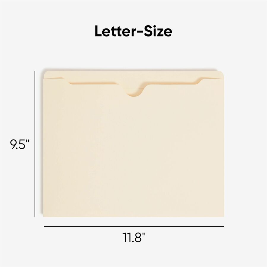 Manila File Jackets, 2-Ply Straight Tab, Letter Size, Manila, 100/Box