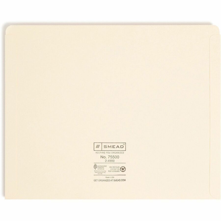 Manila File Jackets, 2-Ply Straight Tab, Letter Size, Manila, 100/Box