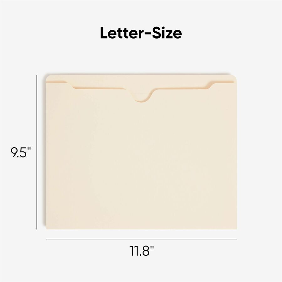 Manila File Jackets, 2-Ply Straight Tab, Letter Size, Manila, 50/Box