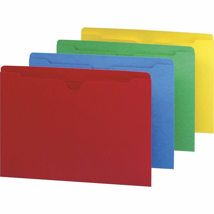 Colored File Jackets with Reinforced Double-Ply Tab, Straight Tab, Letter Size, Assorted Colors, 100/Box