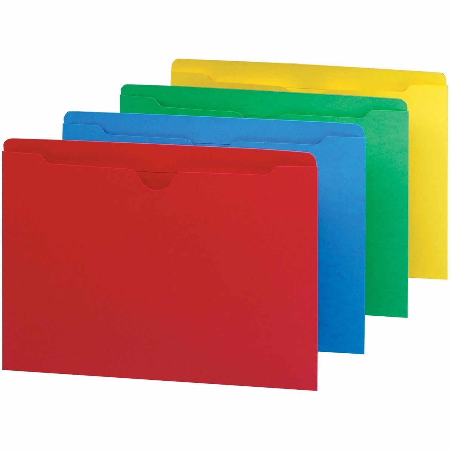 Colored File Jackets with Reinforced Double-Ply Tab, Straight Tab, Letter Size, Assorted Colors, 100/Box