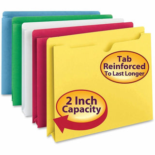 Colored File Jackets with Reinforced Double-Ply Tab, Straight Tab, Letter Size, Assorted Colors, 50/Box