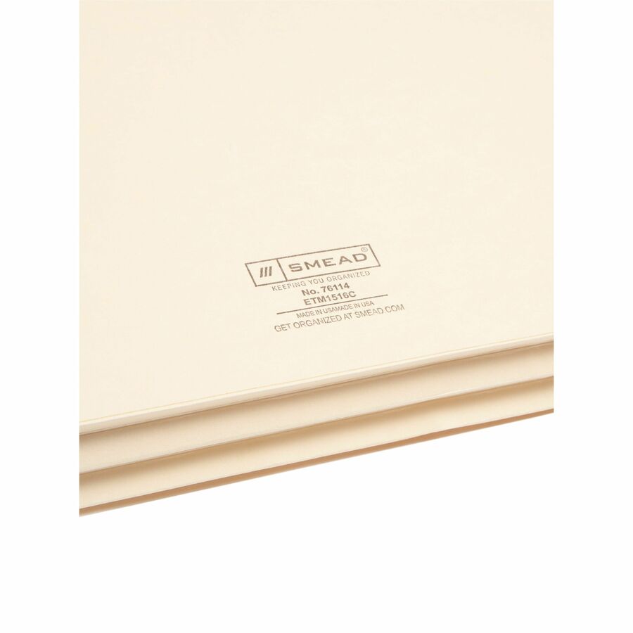 Manila End Tab File Pockets, 1.75" Expansion, Legal Size, Manila, 25/Box
