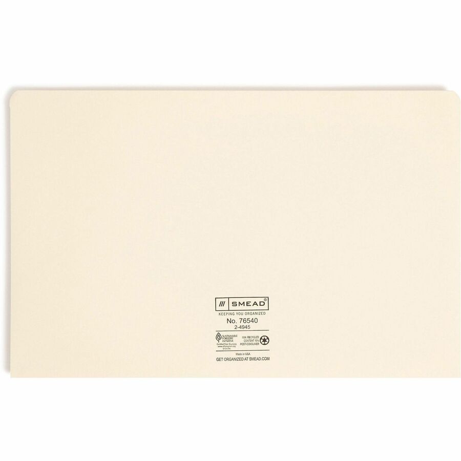 Manila File Jackets, 2-Ply Straight Tab, Legal Size, Manila, 50/Box