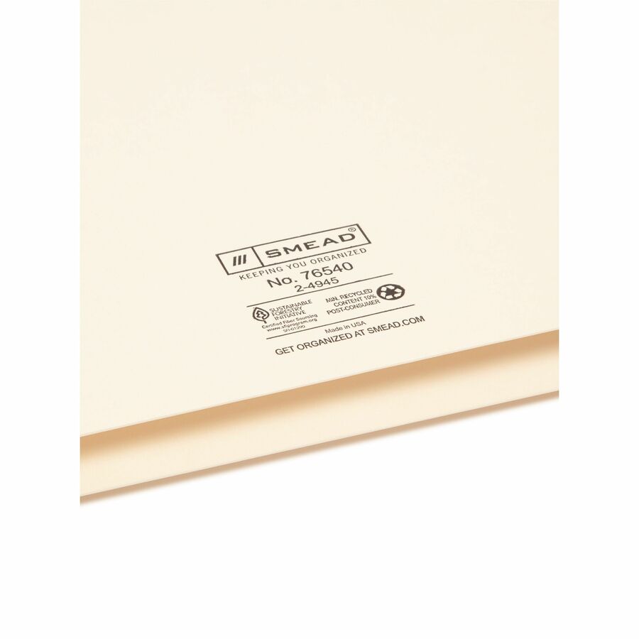 Manila File Jackets, 2-Ply Straight Tab, Legal Size, Manila, 50/Box