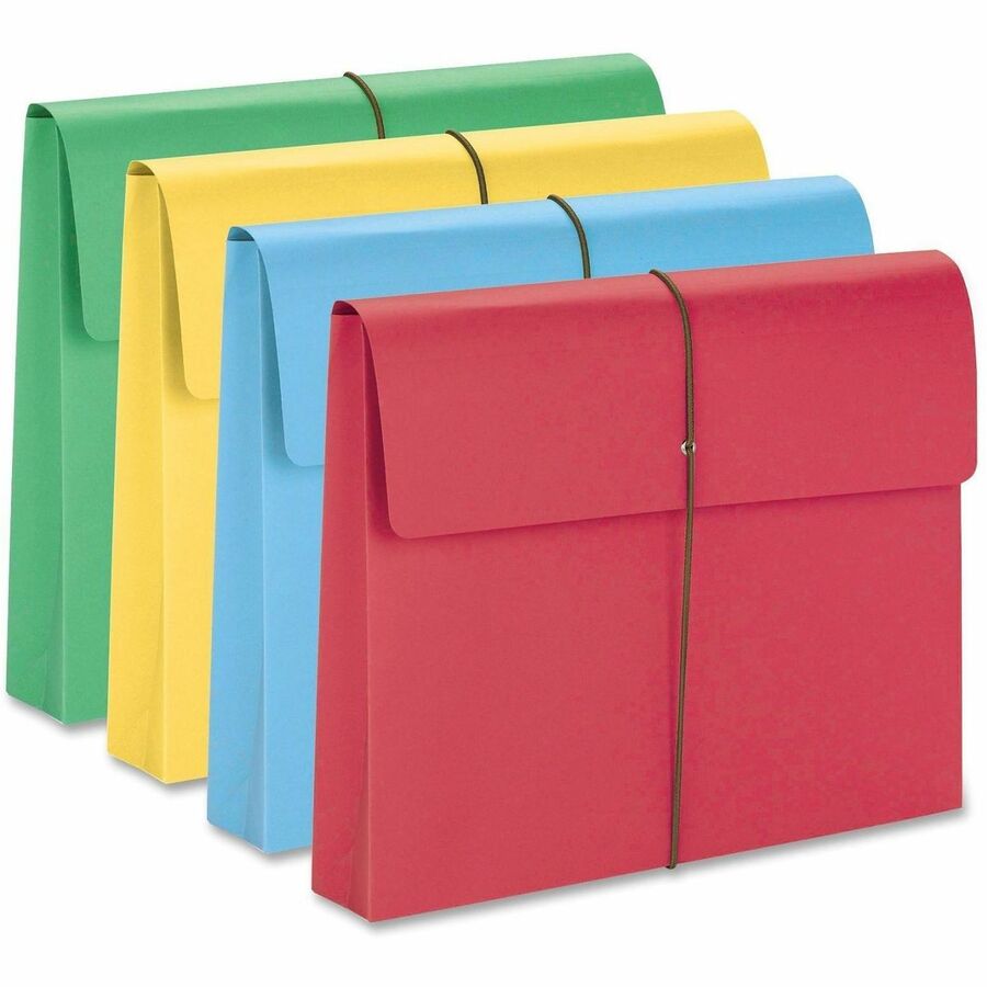 Expanding Wallet with Elastic Cord, 2" Expansion, 1 Section, Elastic Cord Closure, Letter Size, Assorted Colors, 50/Box