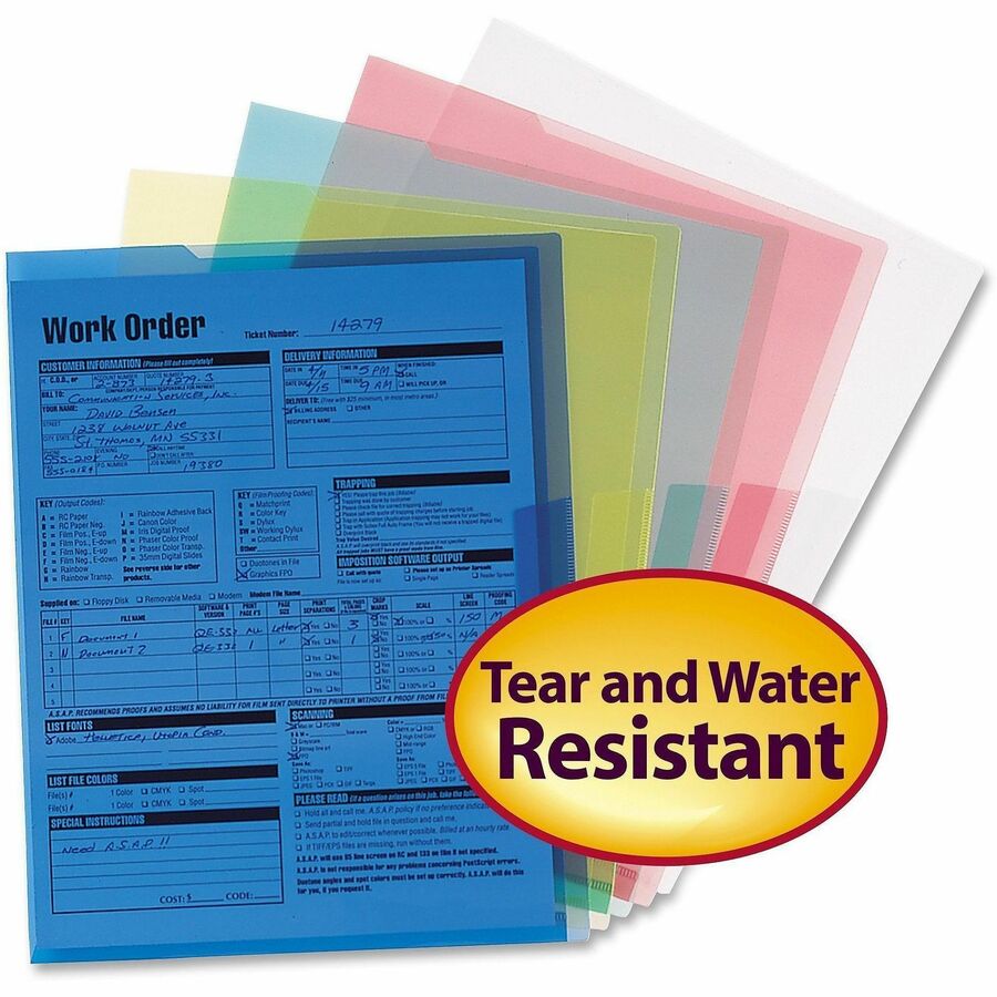 Organized Up Translucent Poly Project Jacket, Letter Size, Assorted Colors, 5/Pack