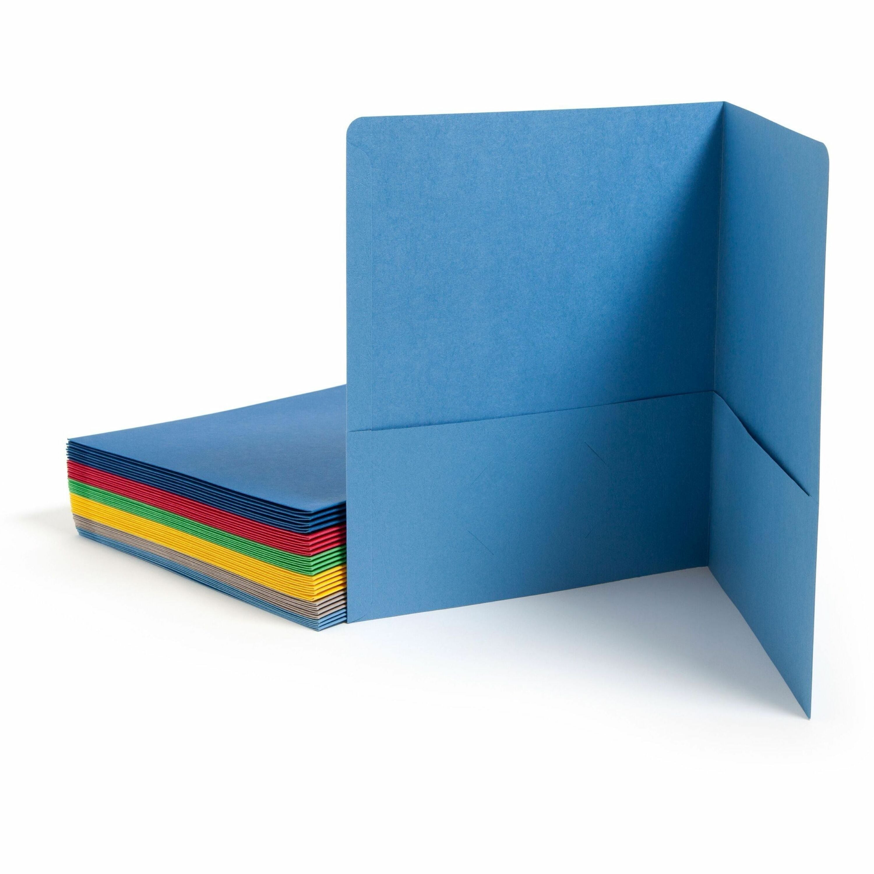 Two-Pocket Folder, Textured Paper, 100-Sheet Capacity, 11 x 8.5, Assorted, 25/Box