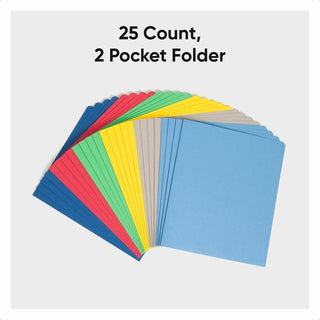 Two-Pocket Folder, Textured Paper, 100-Sheet Capacity, 11 x 8.5, Assorted, 25/Box