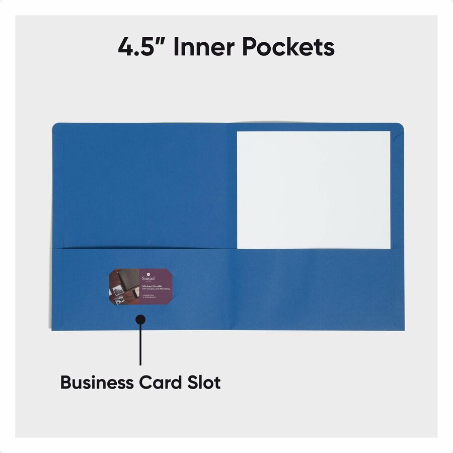 Two-Pocket Folder, Textured Paper, 100-Sheet Capacity, 11 x 8.5, Dark Blue, 25/Box