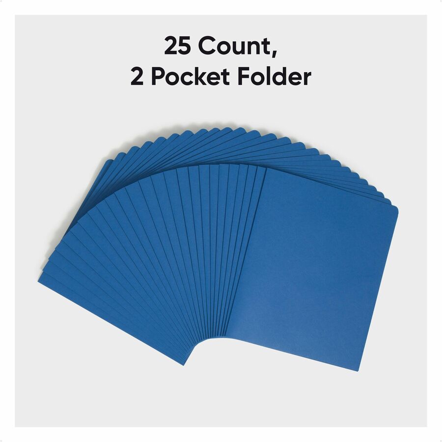 Two-Pocket Folder, Textured Paper, 100-Sheet Capacity, 11 x 8.5, Dark Blue, 25/Box