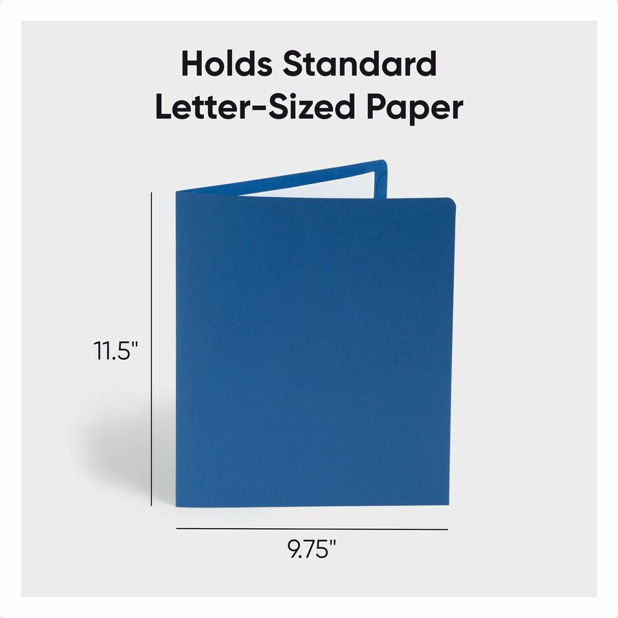 Two-Pocket Folder, Textured Paper, 100-Sheet Capacity, 11 x 8.5, Dark Blue, 25/Box