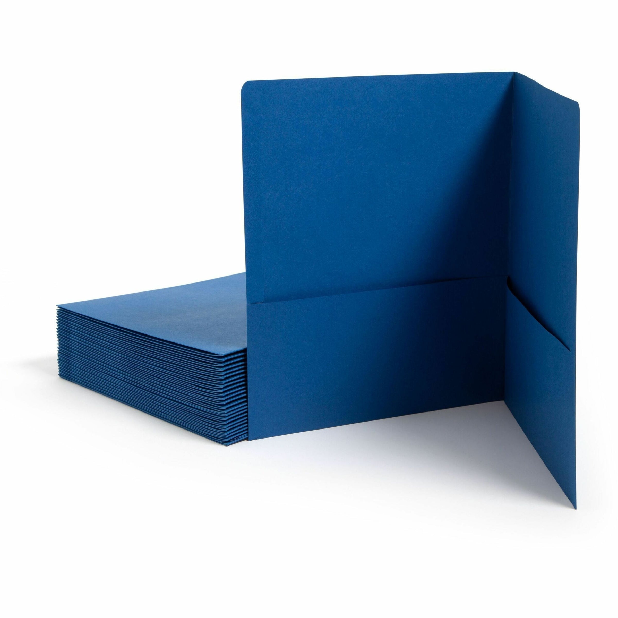 Two-Pocket Folder, Textured Paper, 100-Sheet Capacity, 11 x 8.5, Dark Blue, 25/Box