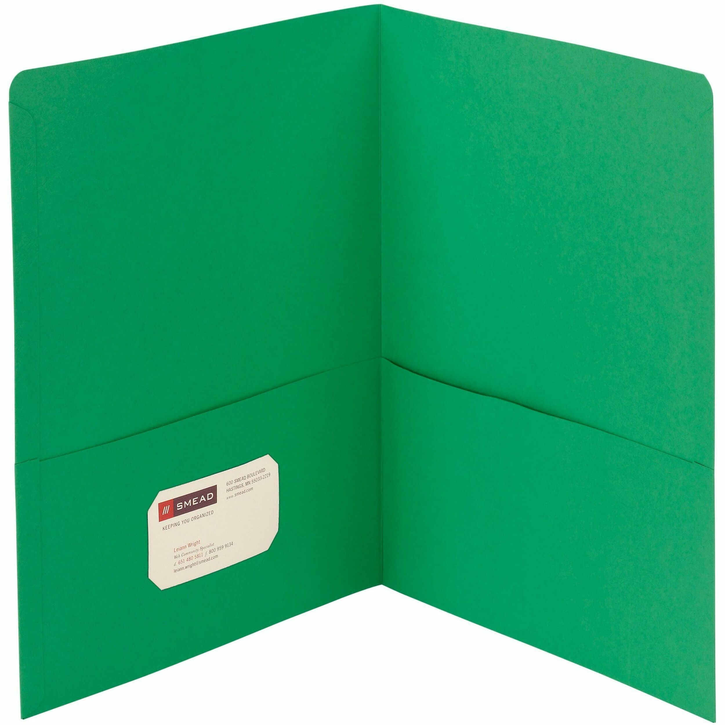 Two-Pocket Folder, Textured Paper, 100-Sheet Capacity, 11 x 8.5, Green, 25/Box