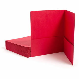 Two-Pocket Folder, Textured Paper, 100-Sheet Capacity, 11 x 8.5, Red, 25/Box