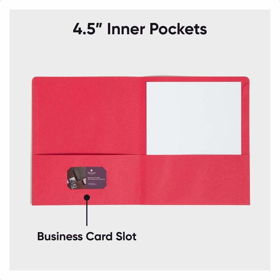 Two-Pocket Folder, Textured Paper, 100-Sheet Capacity, 11 x 8.5, Red, 25/Box