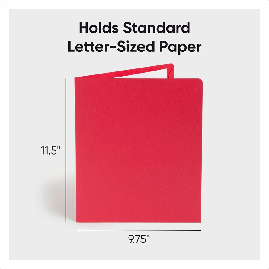 Two-Pocket Folder, Textured Paper, 100-Sheet Capacity, 11 x 8.5, Red, 25/Box