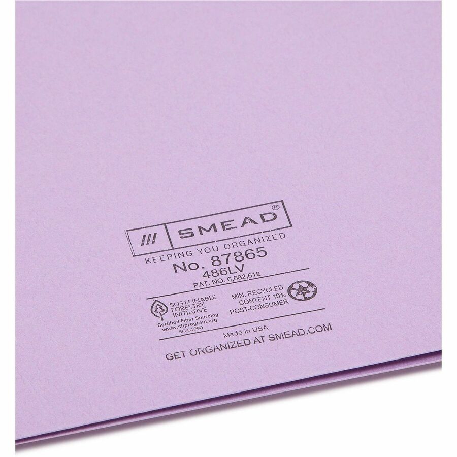 Two-Pocket Folder, Textured Paper, 100-Sheet Capacity, 11 x 8.5, Lavender, 25/Box