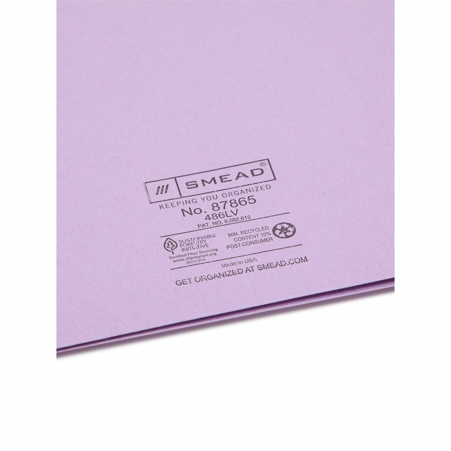 Two-Pocket Folder, Textured Paper, 100-Sheet Capacity, 11 x 8.5, Lavender, 25/Box