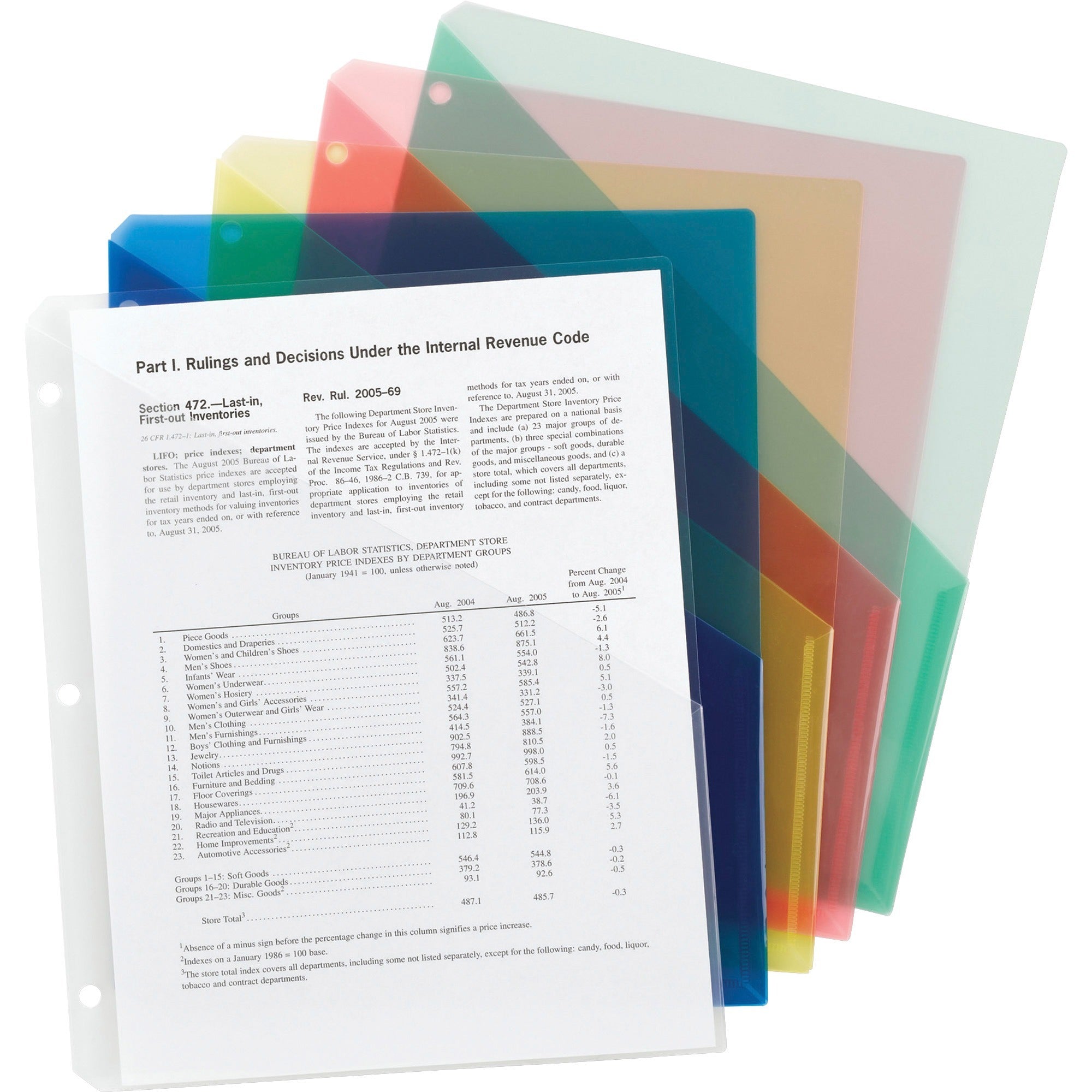 Organized Up Poly Slash Jackets, 2-Sections, Letter Size, Assorted Colors, 5/Pack