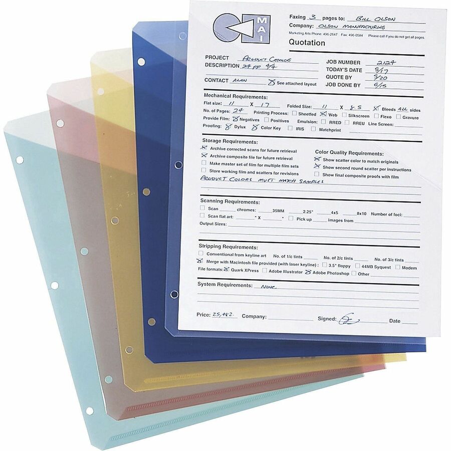 Organized Up Poly Slash Jackets, 2-Sections, Letter Size, Clear, 5/Pack