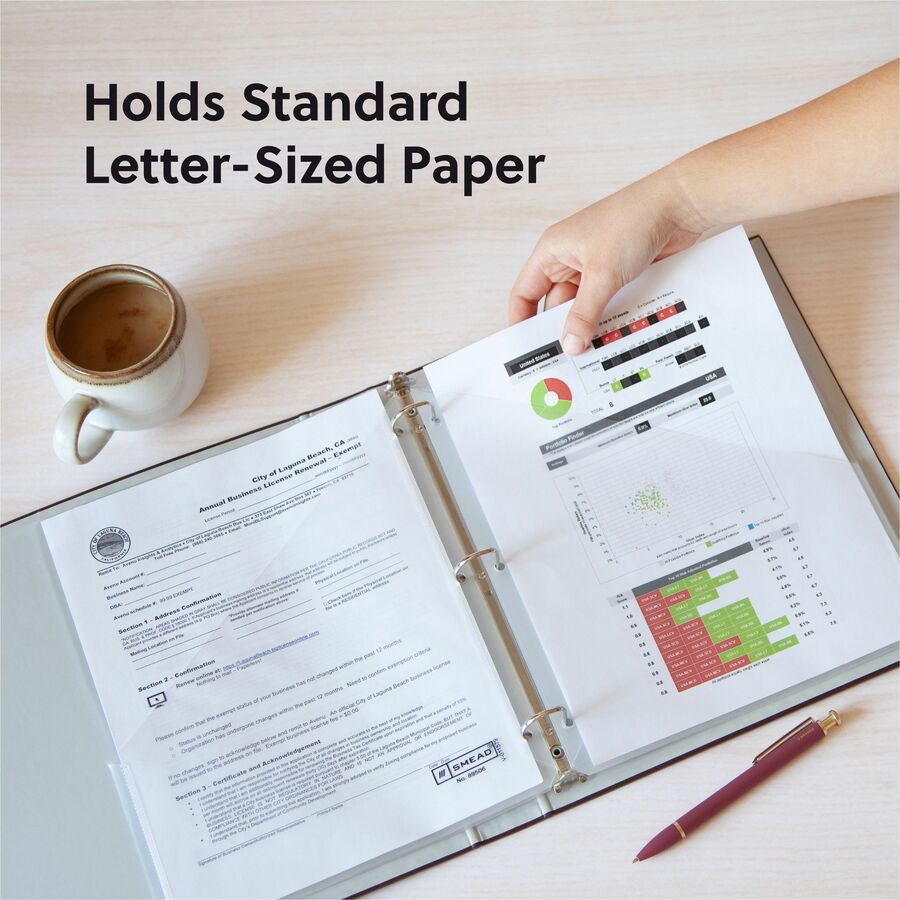 Organized Up Poly Slash Jackets, 2-Sections, Letter Size, Clear, 5/Pack